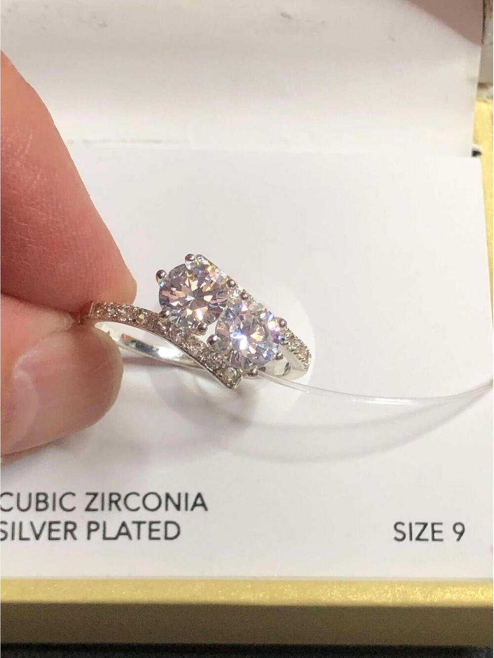 4194 Charter club CZ cubic Zirconia silver plated Bypass ring 9